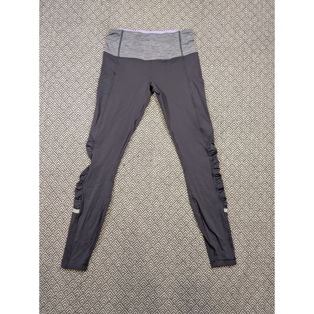 Lululemon Women's Running Leggings Size 8 Grey Ruched Side